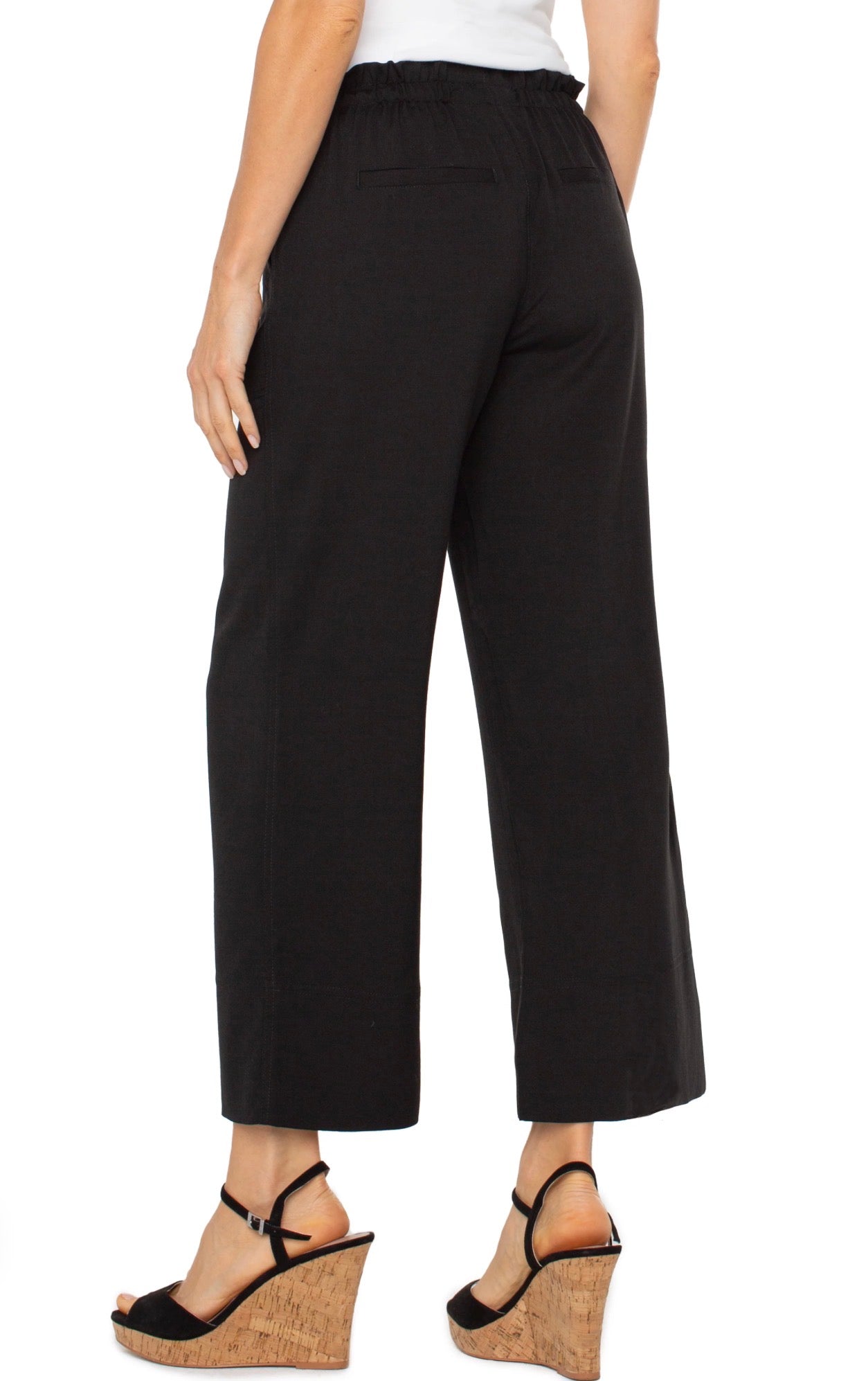 Liverpool Pull On Wide Leg Ankle Pants Black