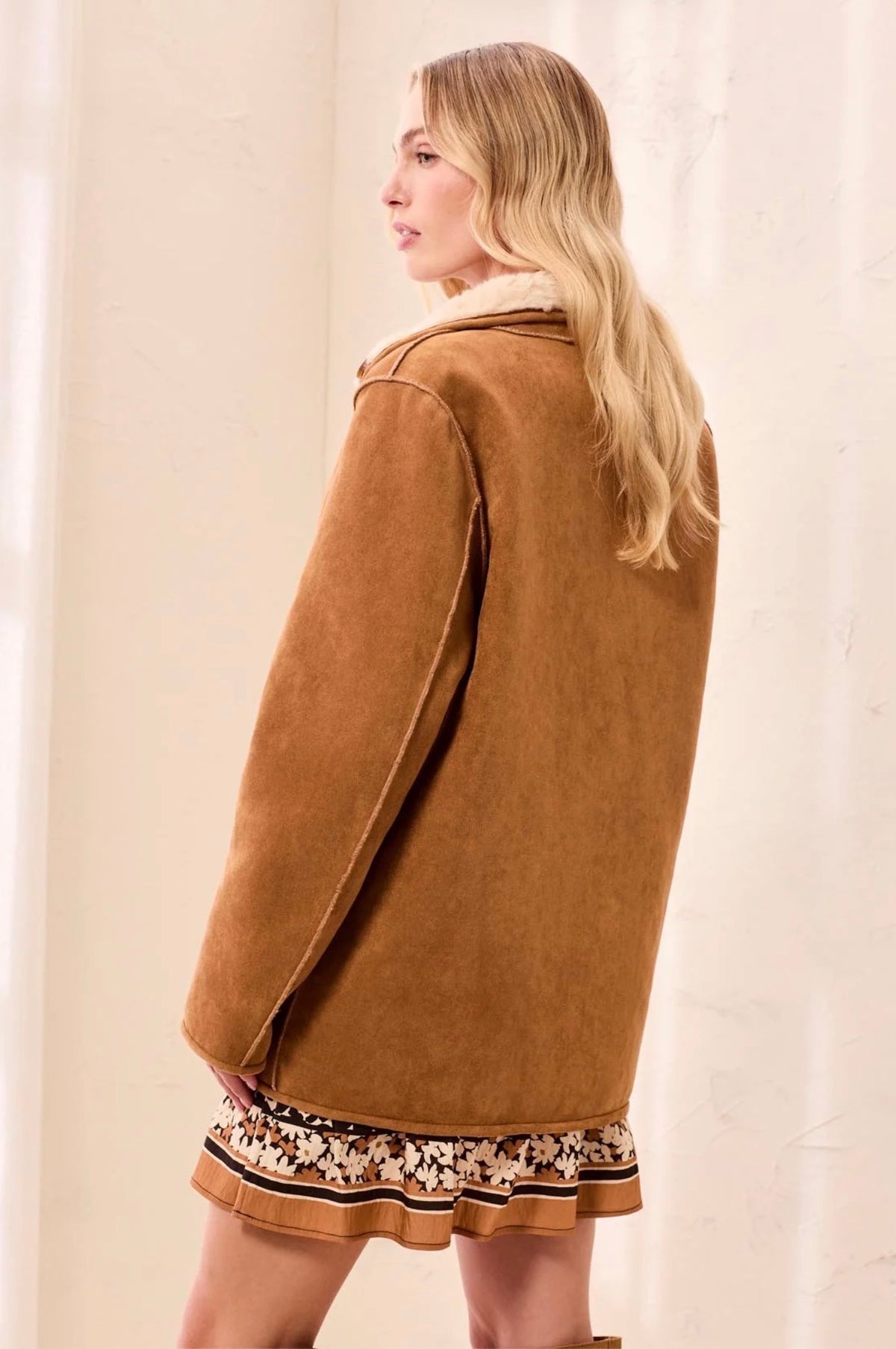 Tribal Reversible Faux Suede/Sherpa Funnel Neck Jacket