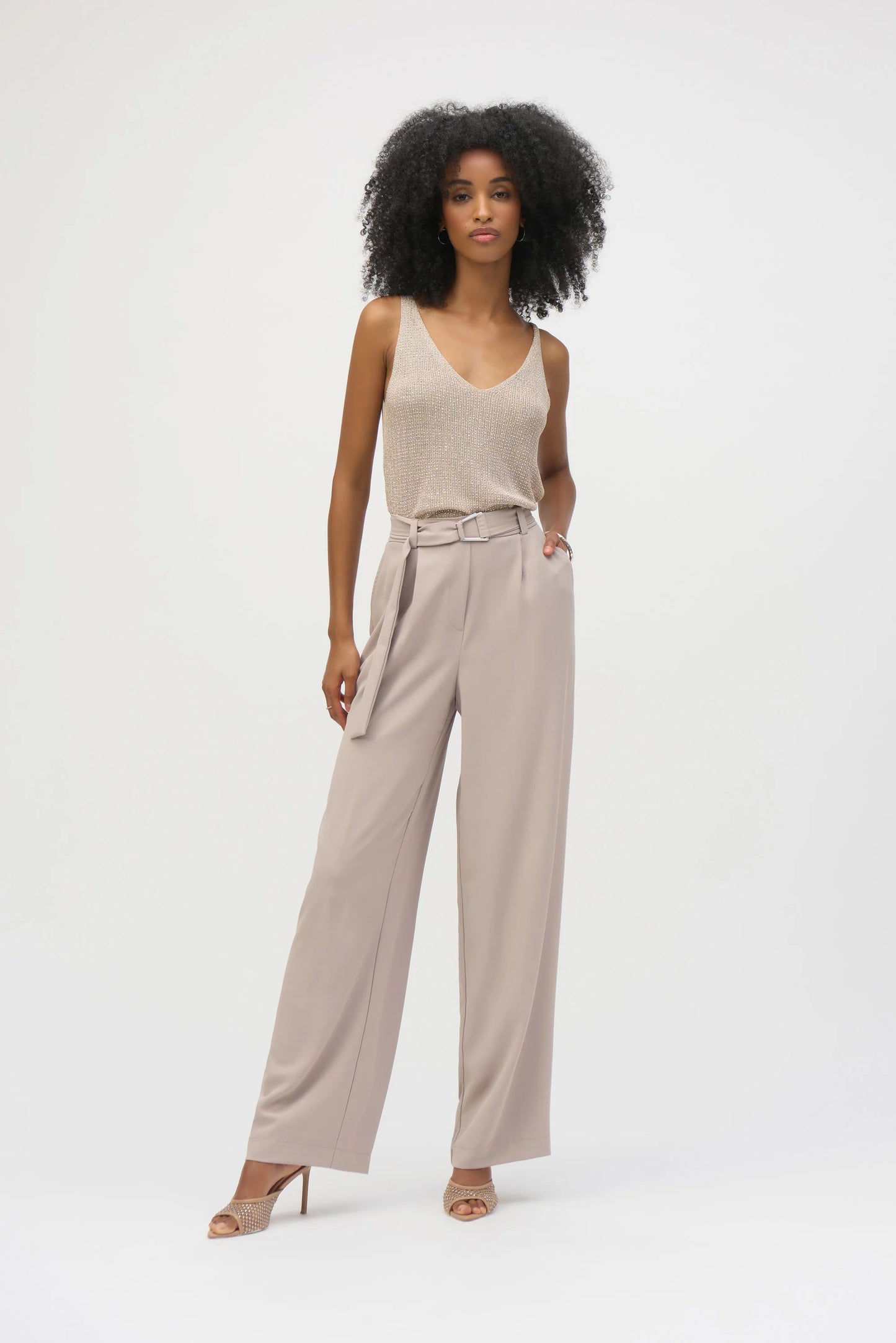 Joseph Ribkoff Metallic Knitted Camisole with Rhinestones 252915
