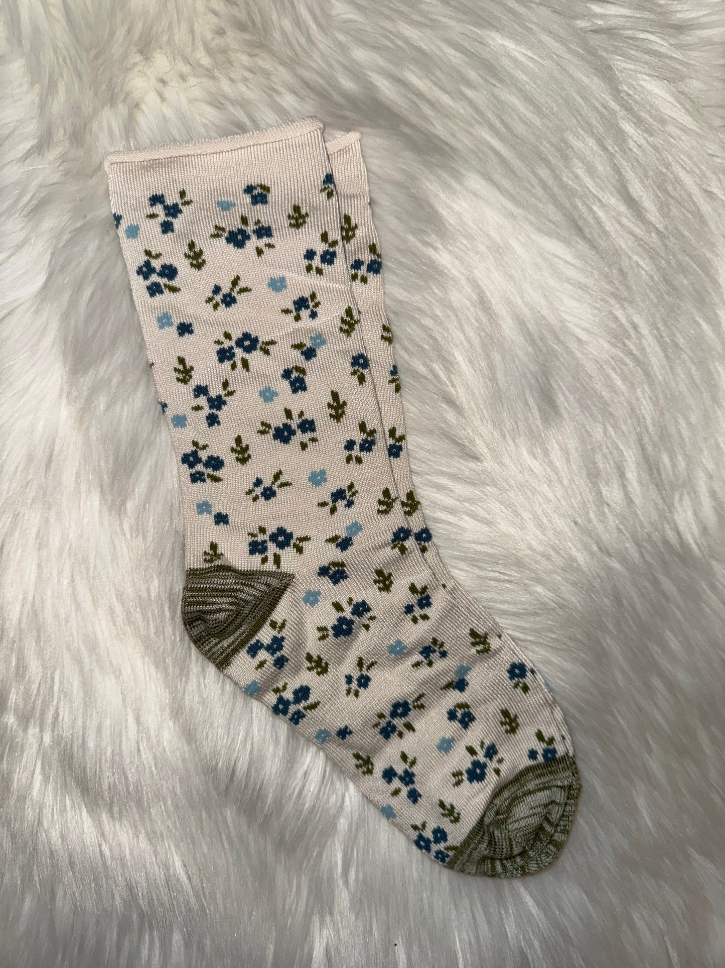 Lemon Super Soft Crew Socks Blue Flower