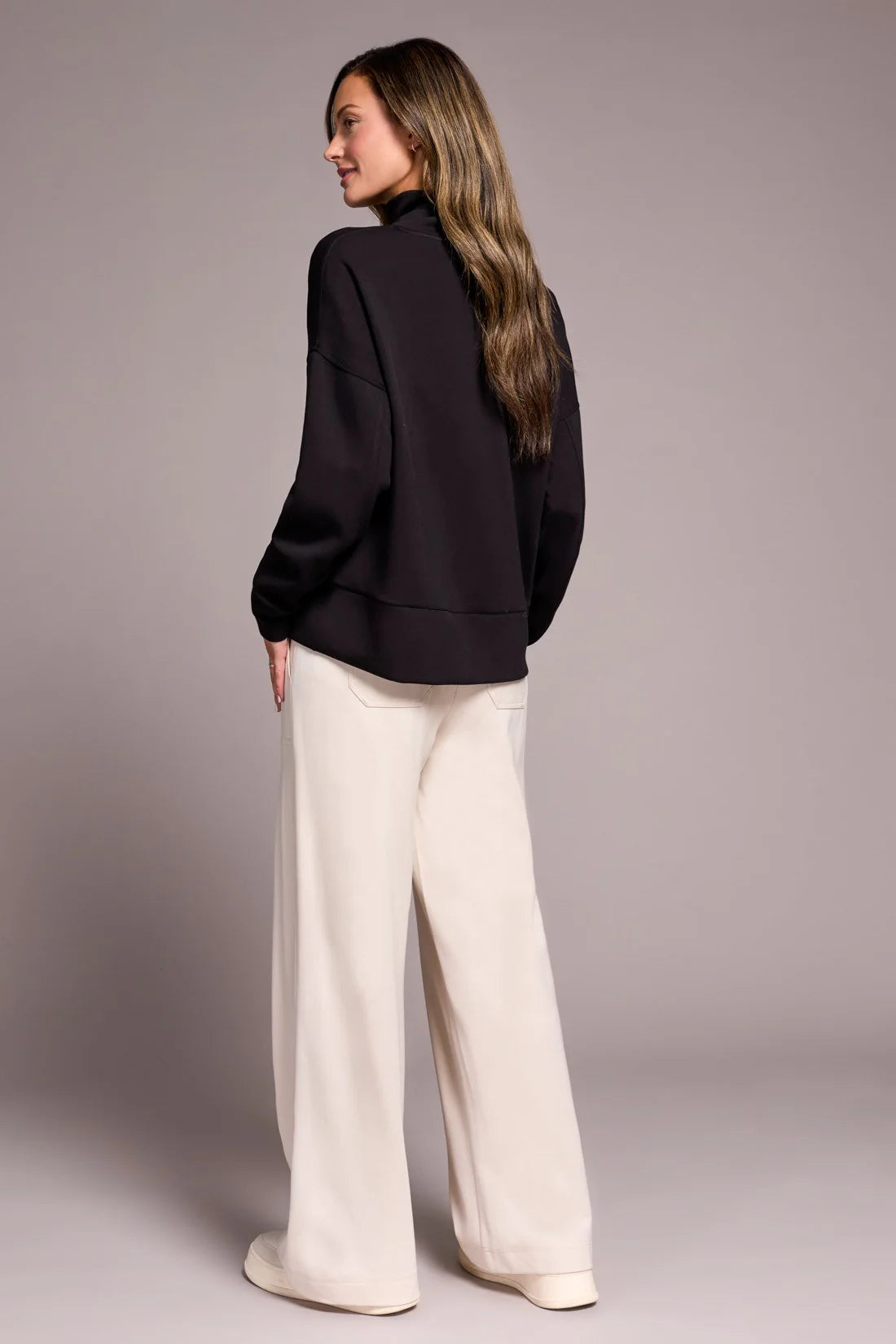 Tribal Funnel Neck Lux Top Black