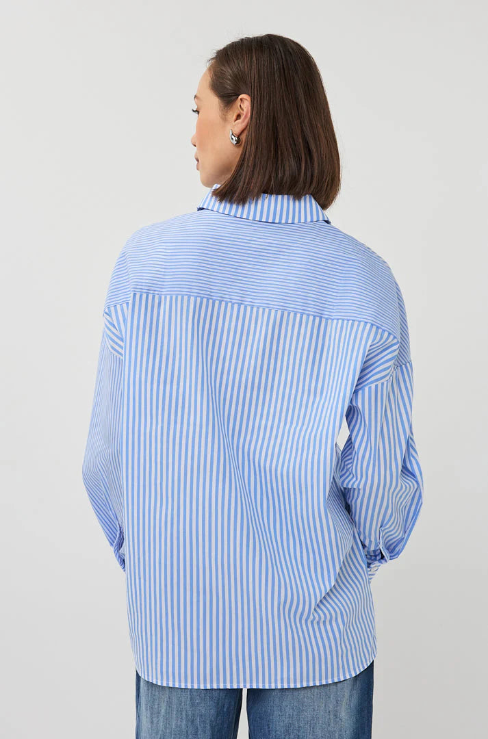 Esqualo Striped Button Up Blouse Blue