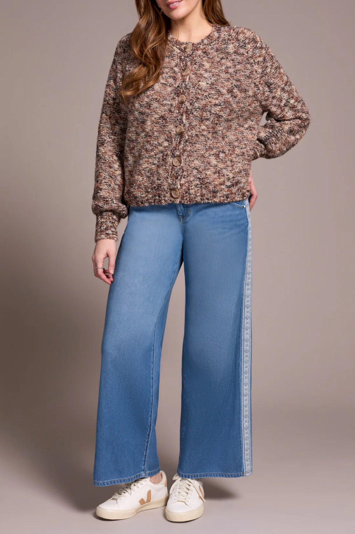 Tribal Raglan Sleeve Cardigan Almond