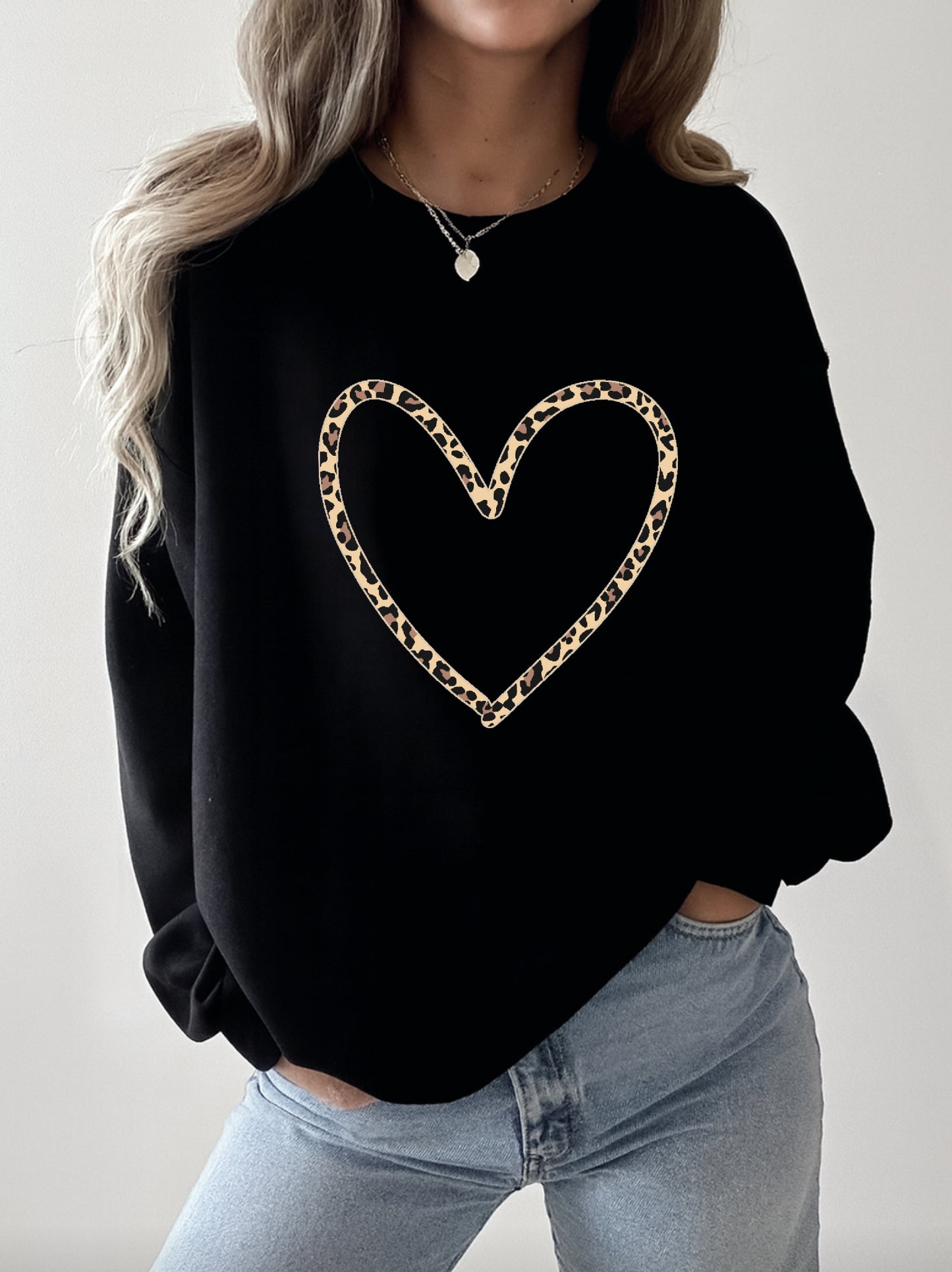 Blonde Ambition Leopard Heart Crewneck
