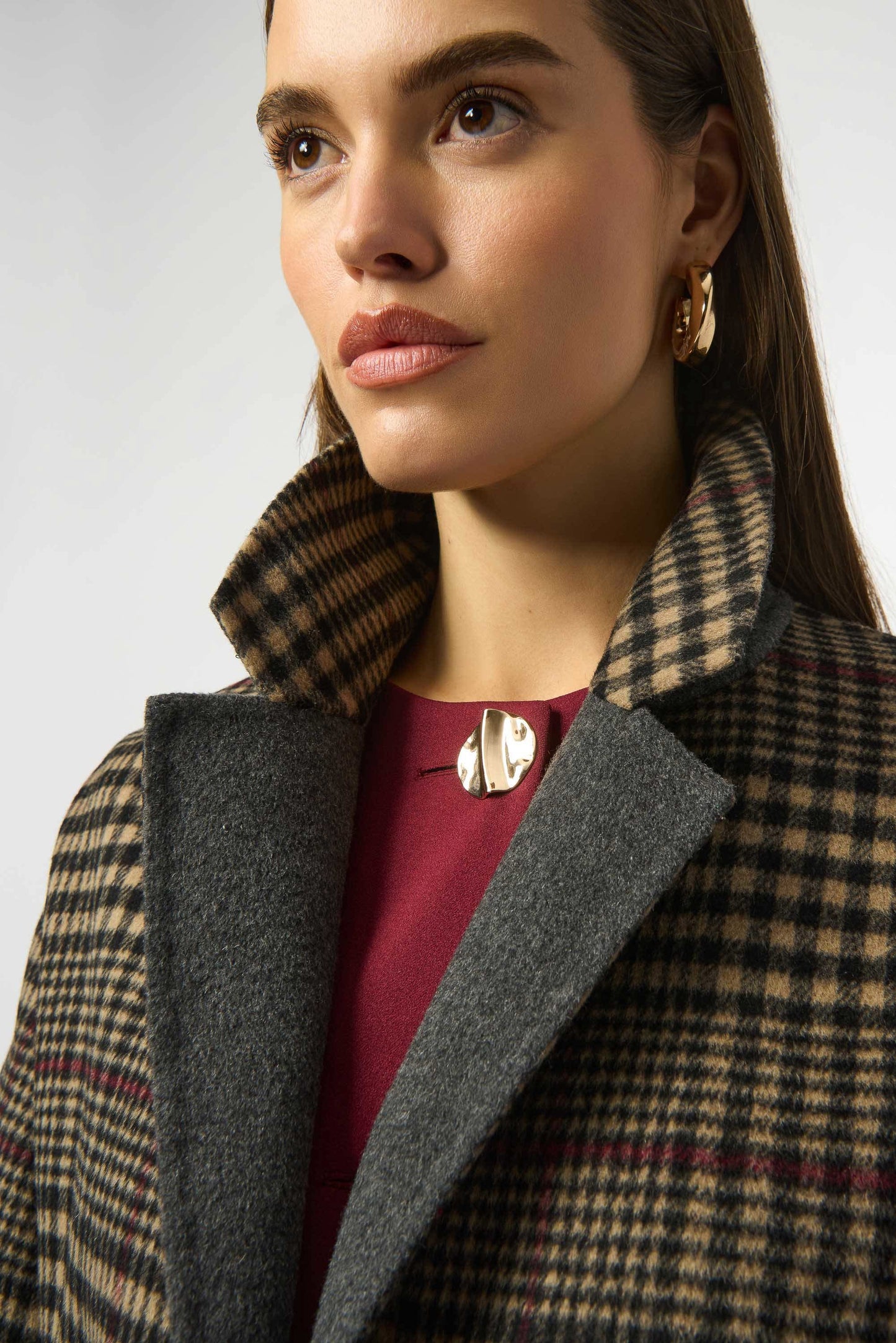 Joseph Ribkoff Wool Blend Plaid Double-Faced Coat 253946