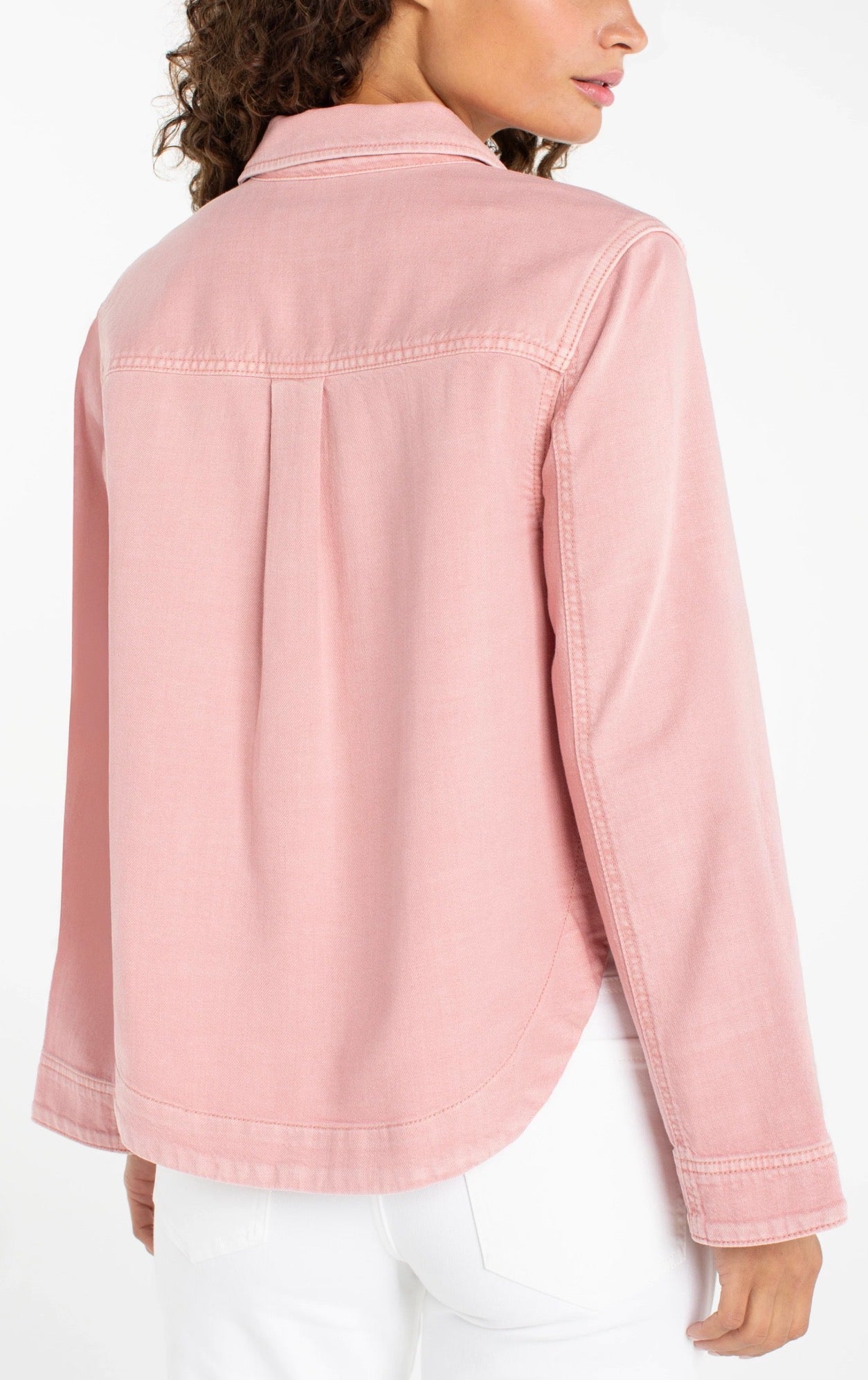 Liverpool High-Low Denim Shacket Misty Blush