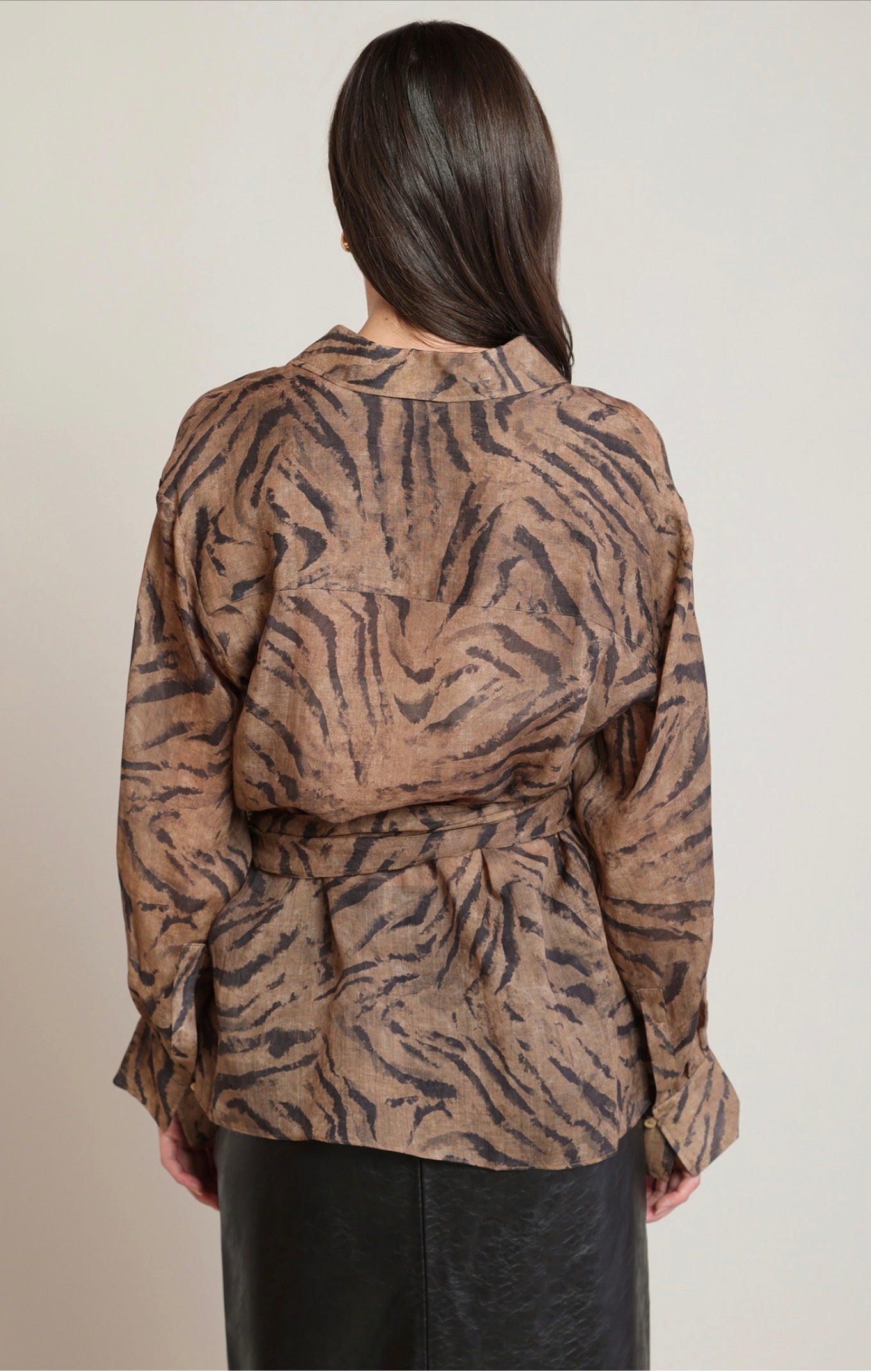 Black Tape Animal Print Wrap Shirt