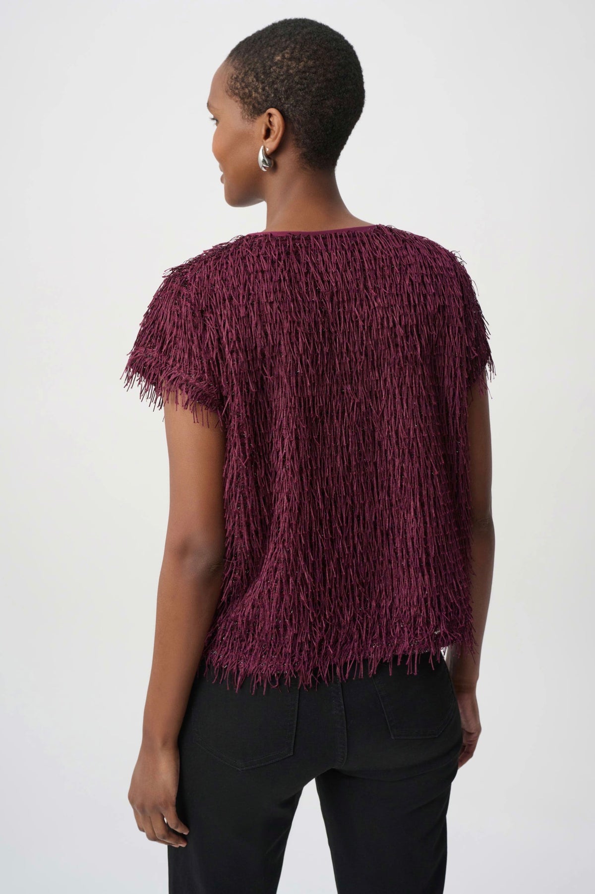 Joseph Ribkoff Novelty Fringe Top Elderberry 264208