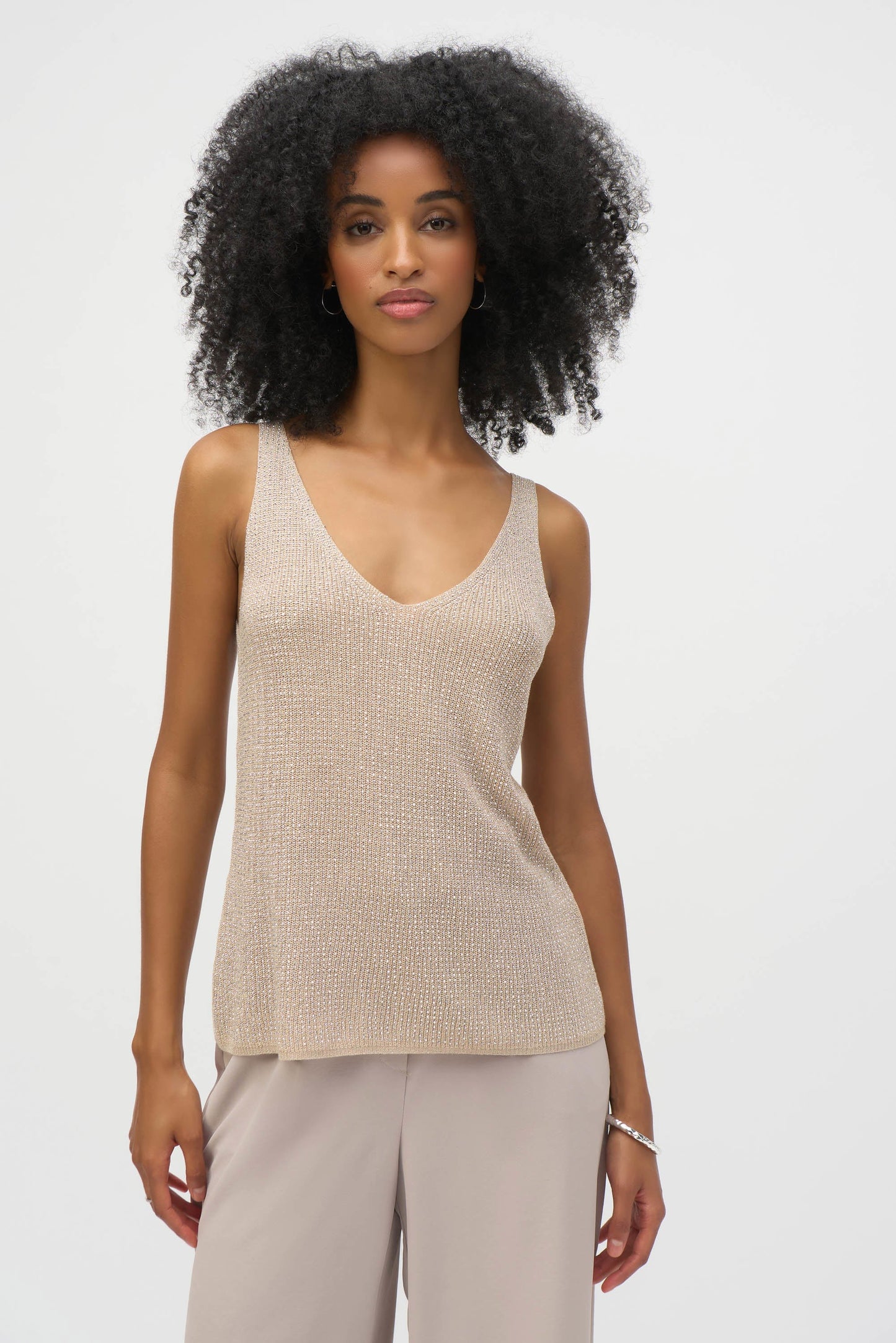 Joseph Ribkoff Metallic Knitted Camisole with Rhinestones 252915