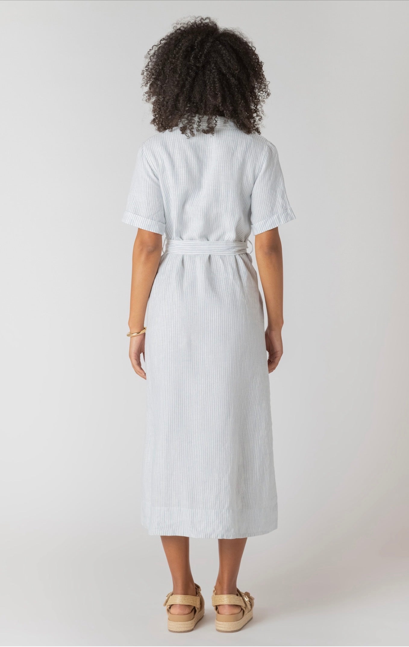 Room 34 Belted Short Dress Blue Stripe