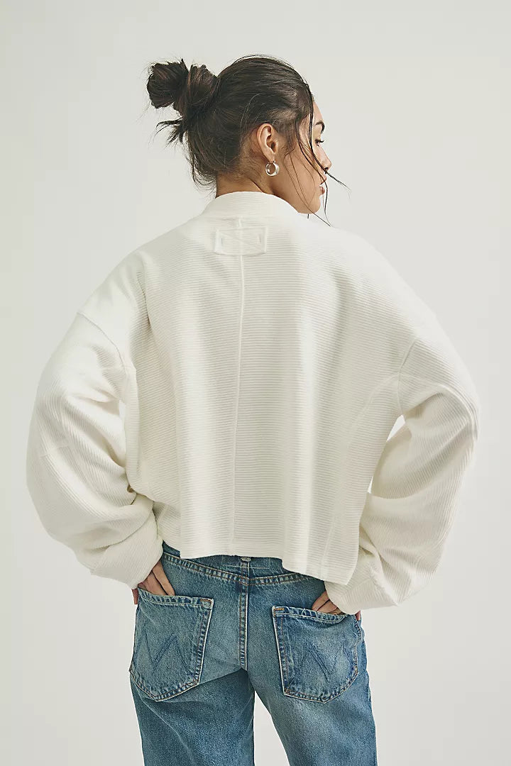 Free People Celeste Quarter Zip Clean Ivory