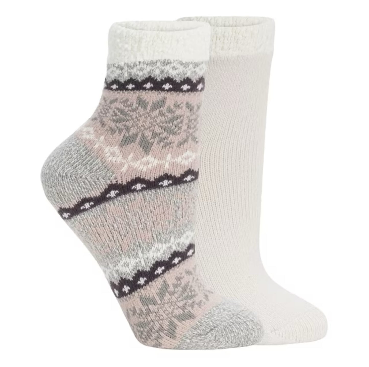 Lemon Snow Day Double Layer Crew Socks 2 Pack Pink