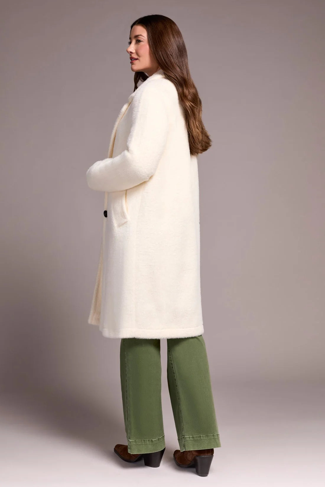 SOFT PLUSH BUTTON-FRONT COAT