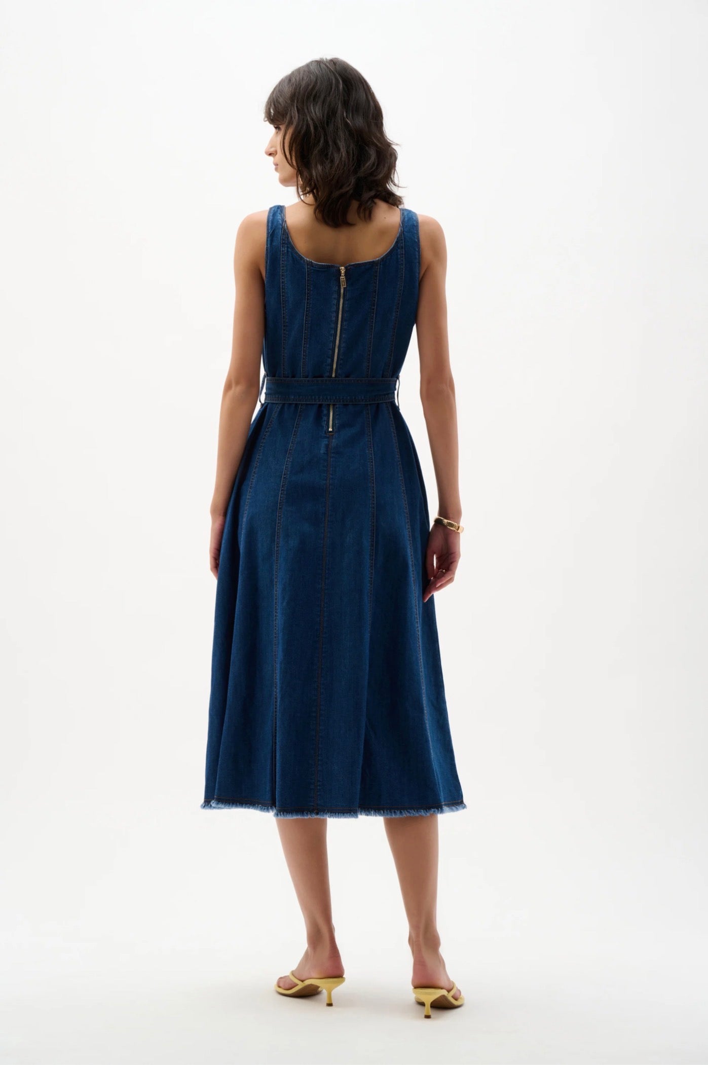 Joseph Ribkoff Denim Fit And Flare Midi Dress With Belt 262901