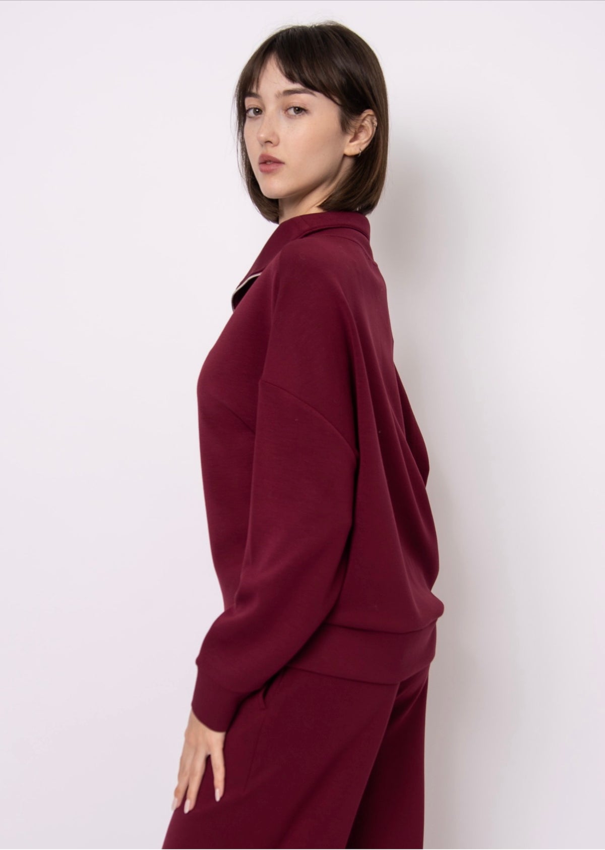 RD Style Seanni Soft Knit Half-Zip Pullover Cranberry