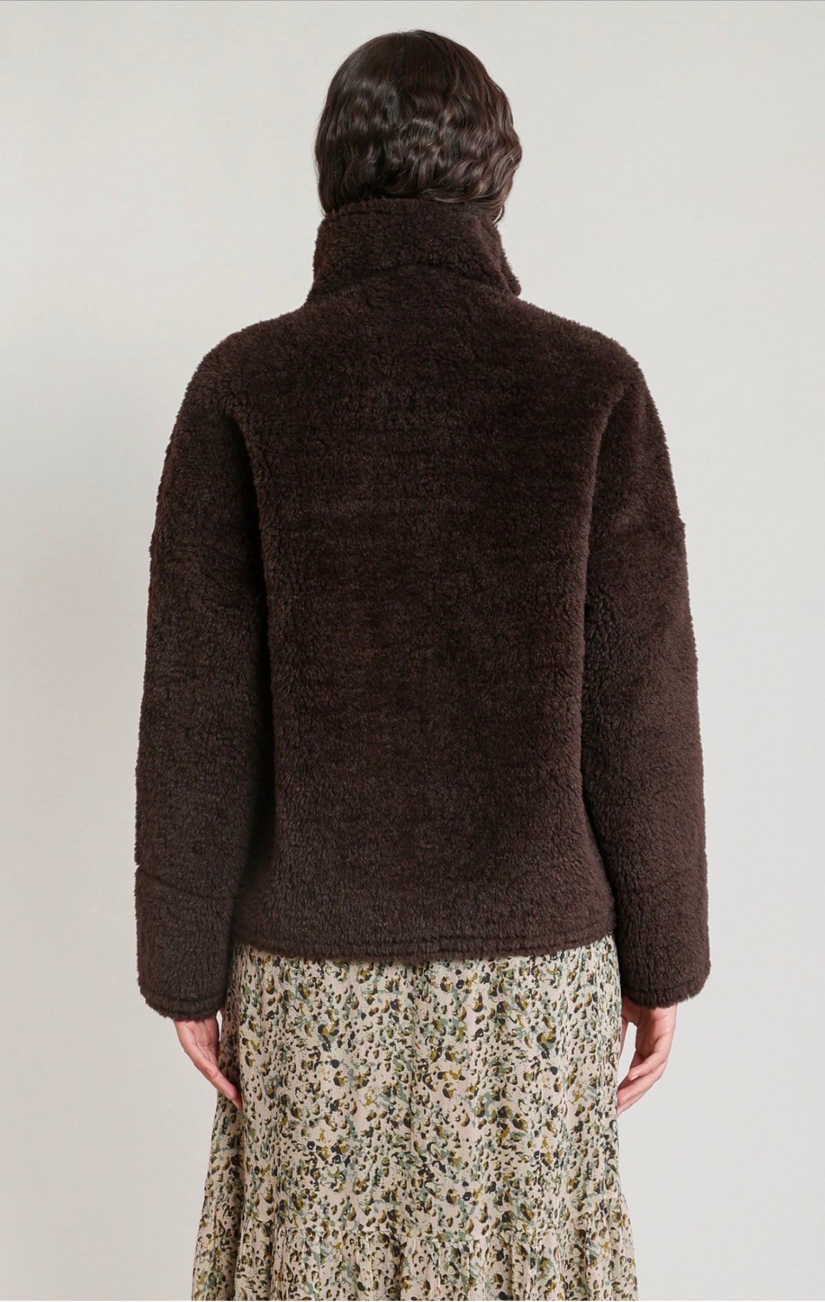 Dex Faux Shearling Jacket Dark Brown