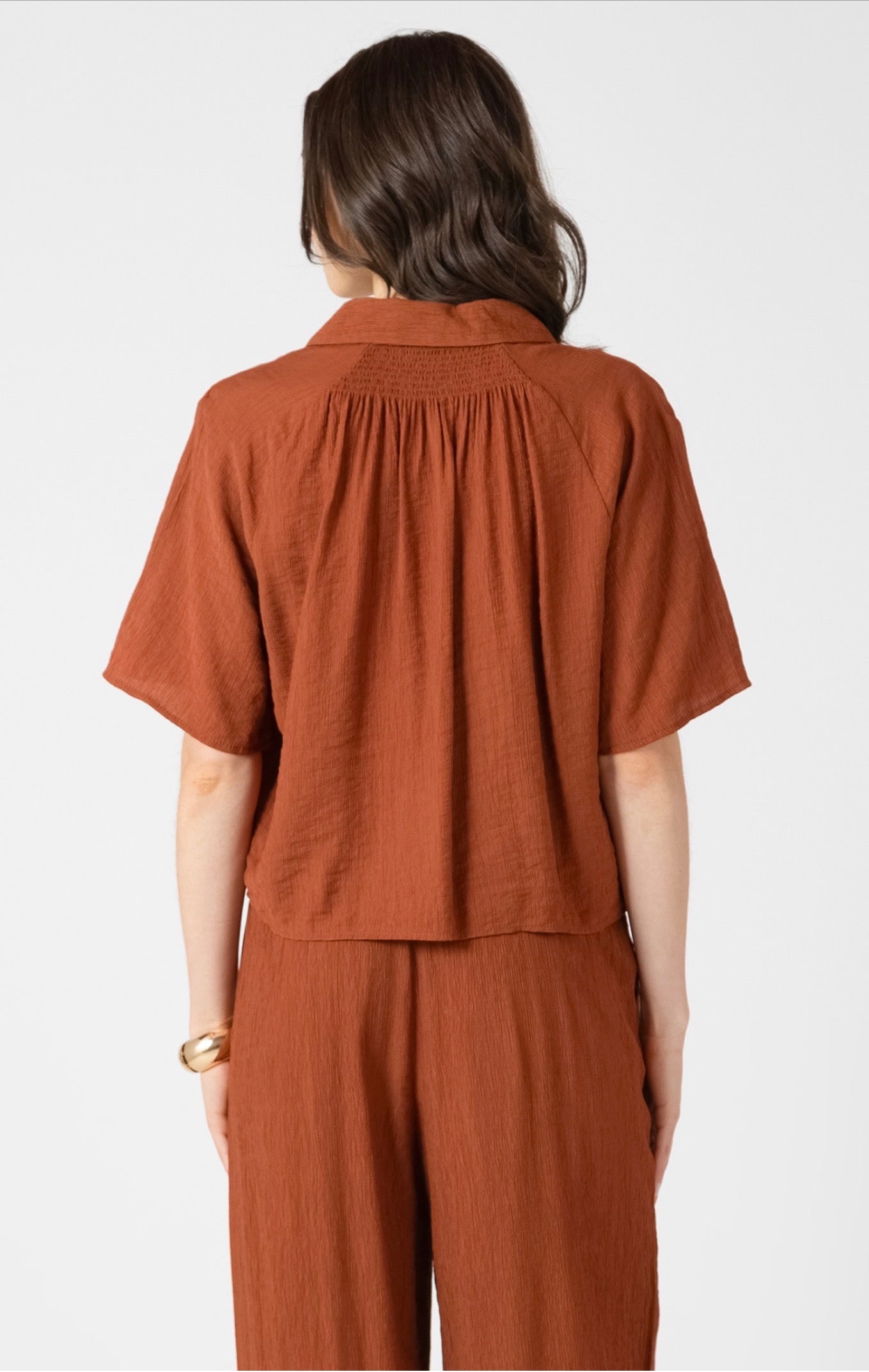 Dex Short Sleeve Blouse Burnt Sienna