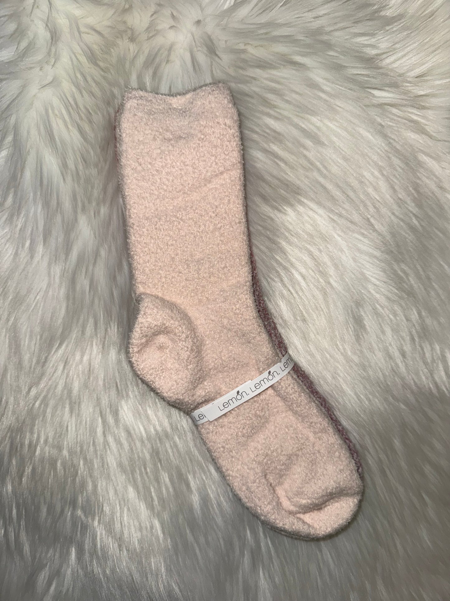 Lemon 2 Pack Cozy Crew Socks Pink