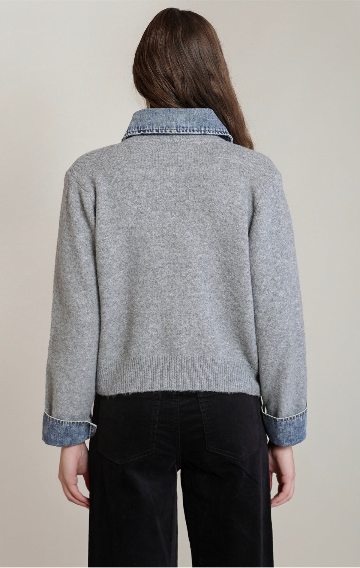Dex Denim Trim Sweater Jacket