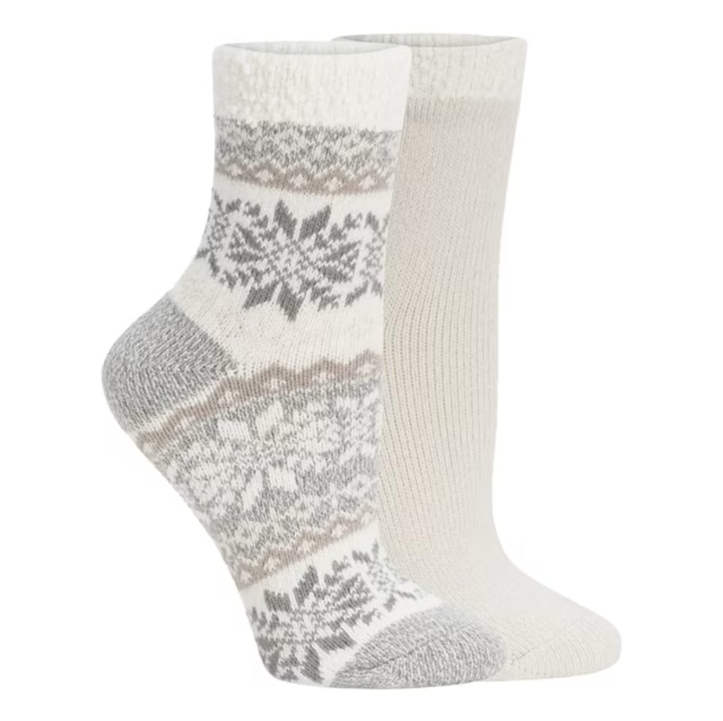Lemon Snow Day Double Layer Crew Socks 2 Pack Ivory
