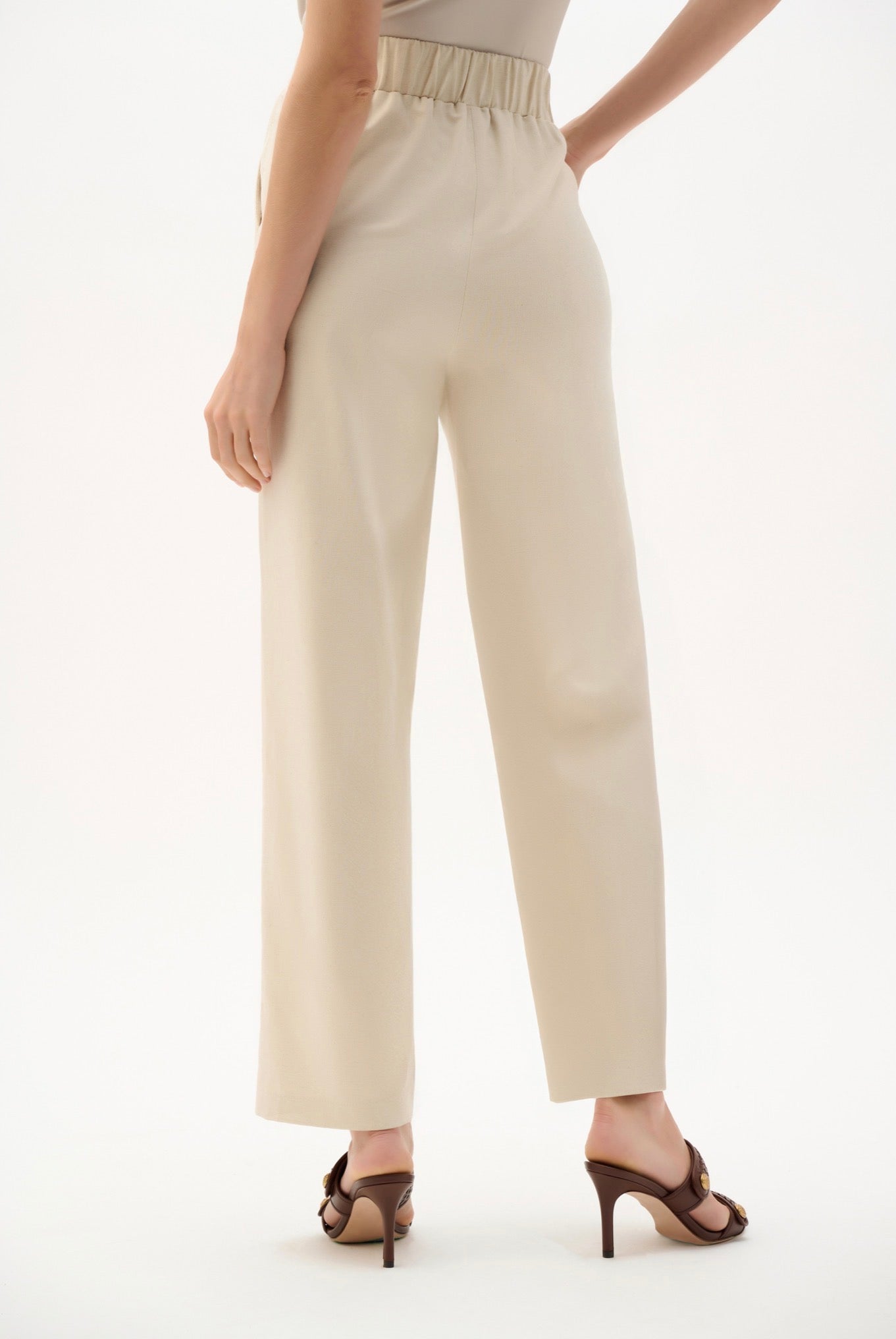 Joseph Ribkoff Linen Woven Pull-On Wide Leg Pants 262040