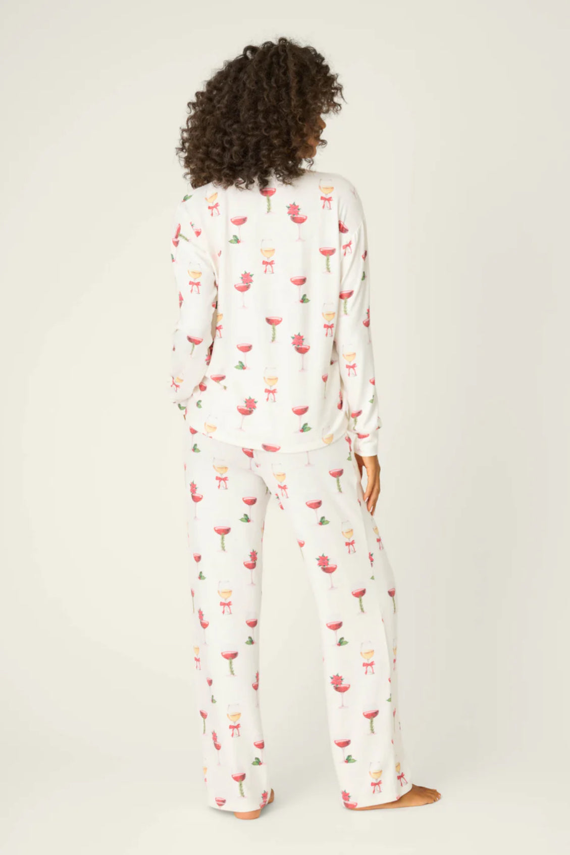 PJ Salvage Let's Get Toasty Holiday Wine Print Pj Set