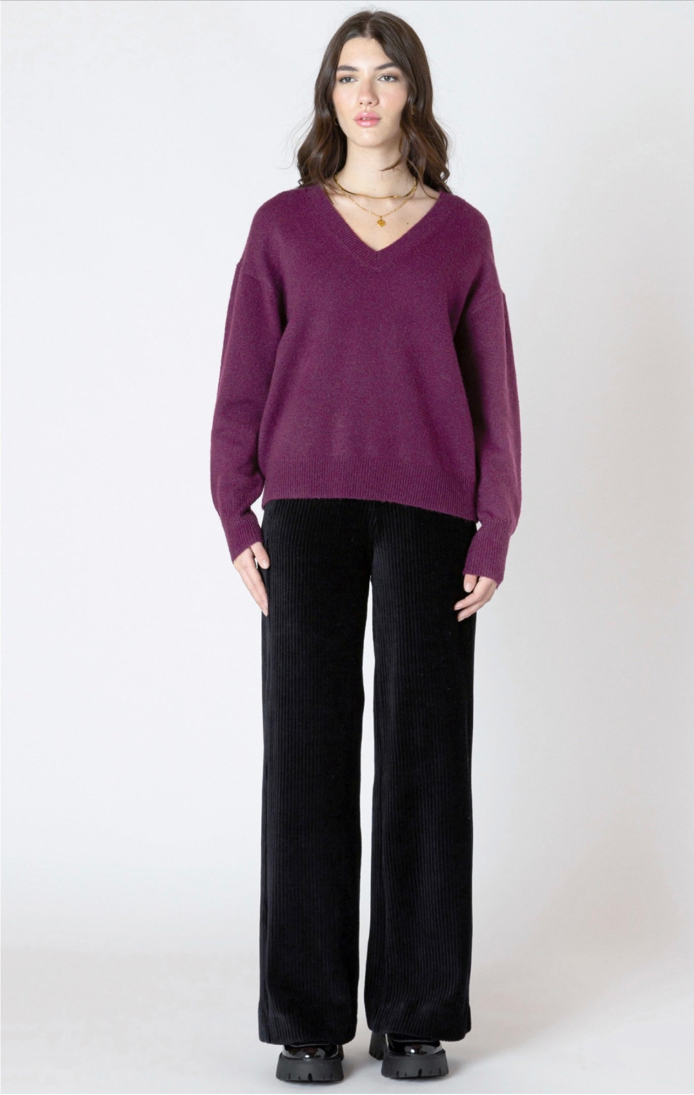 Dex V-Neck Sweater Plum