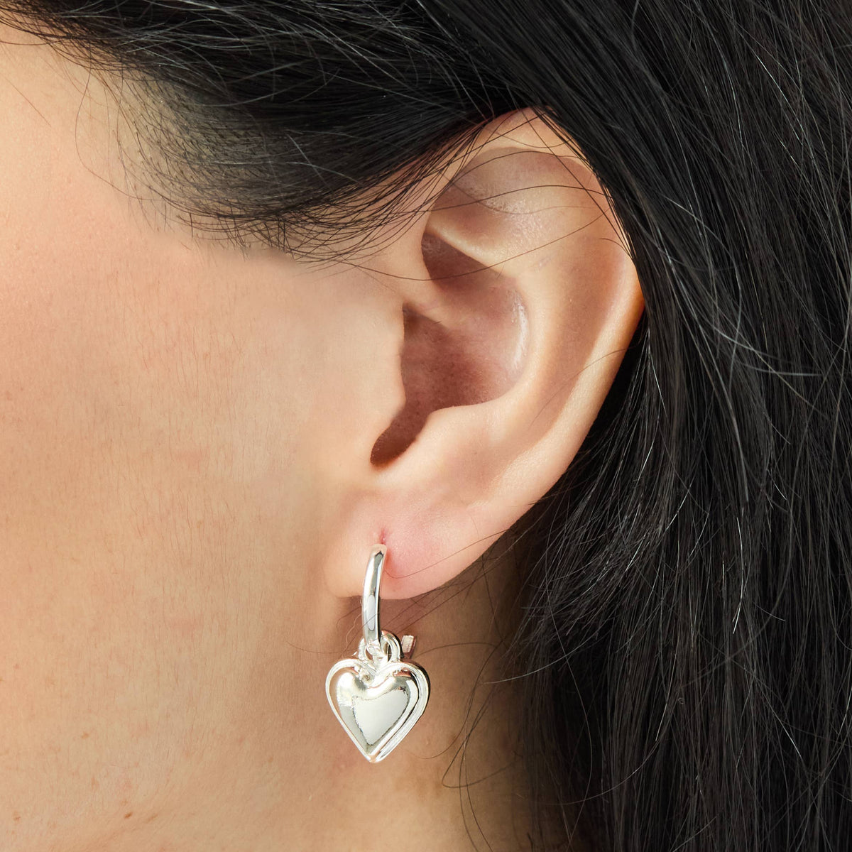 Foxy Originals Sweetheart Huggie Hoop Earrings Silver