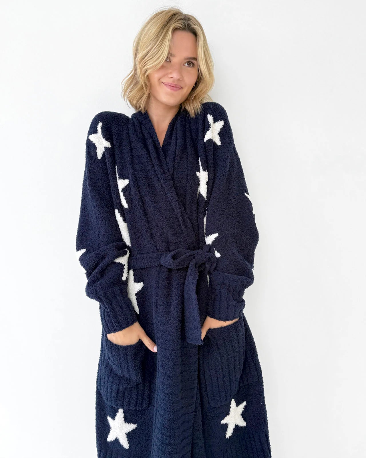 Splendid Pomona Fuzzy Yarn Navy Stars Robe