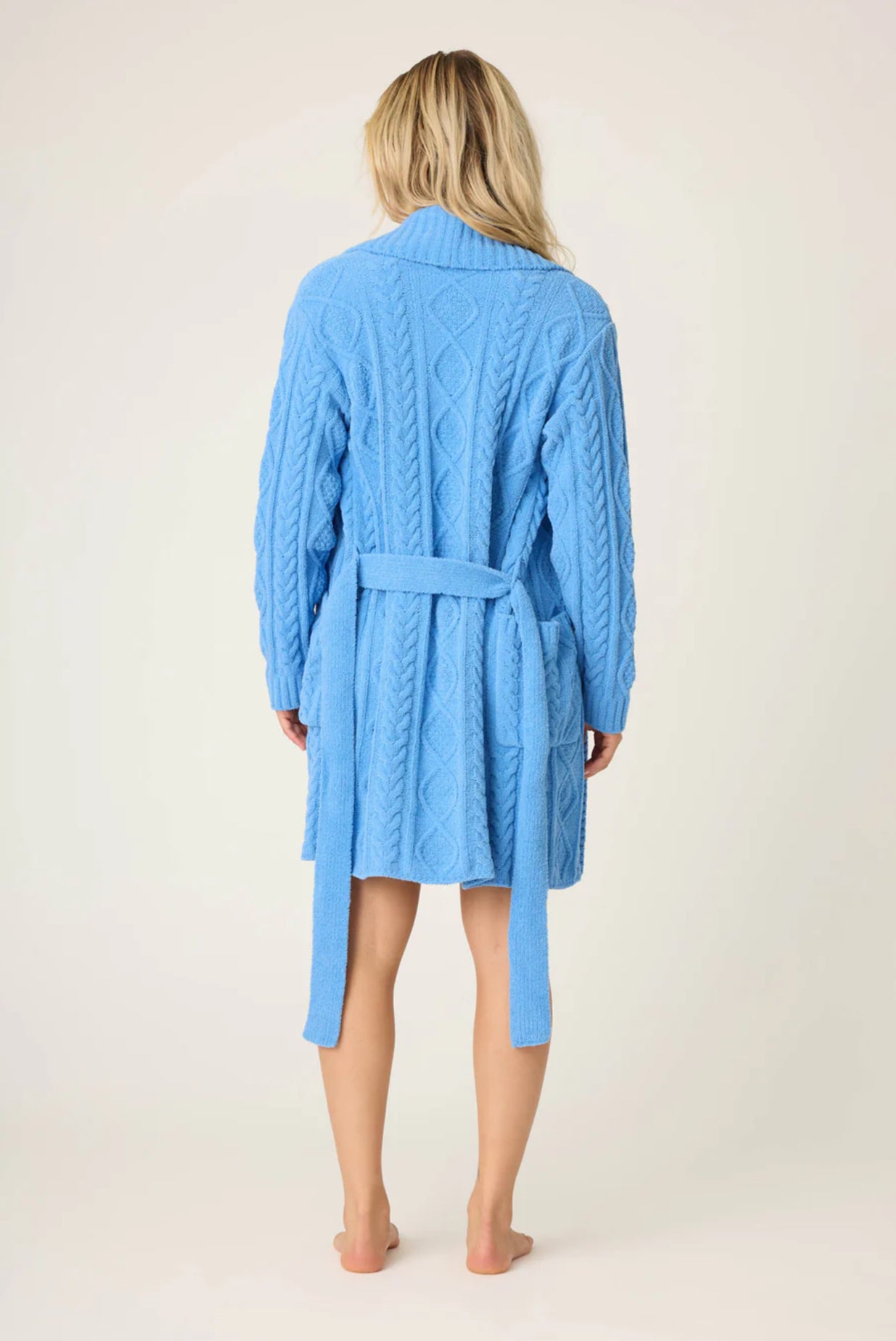 PJ Salvage Chenille Cable Knit Robe Sea Blue
