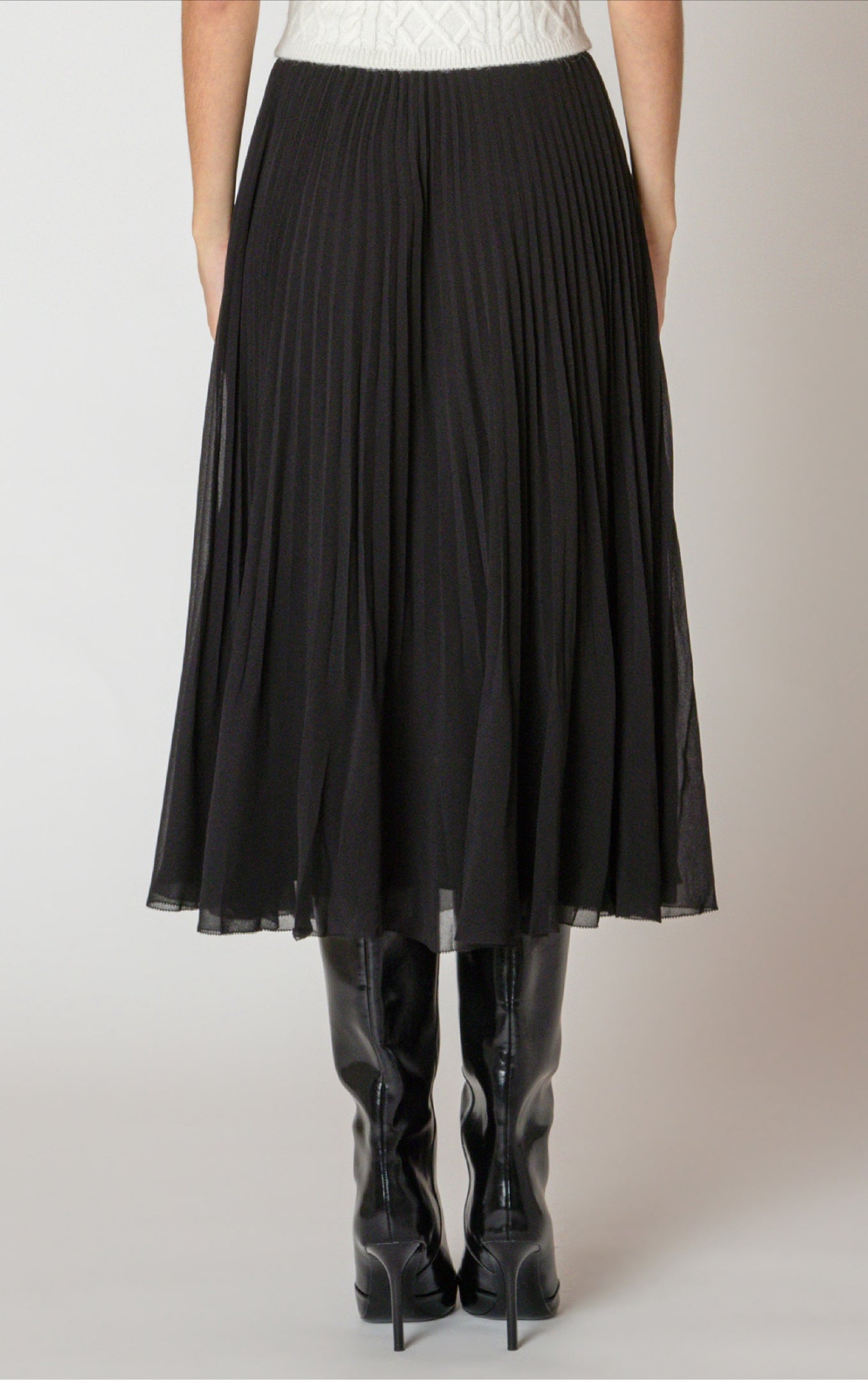 Black Tape Pleated Midi Skirt Black