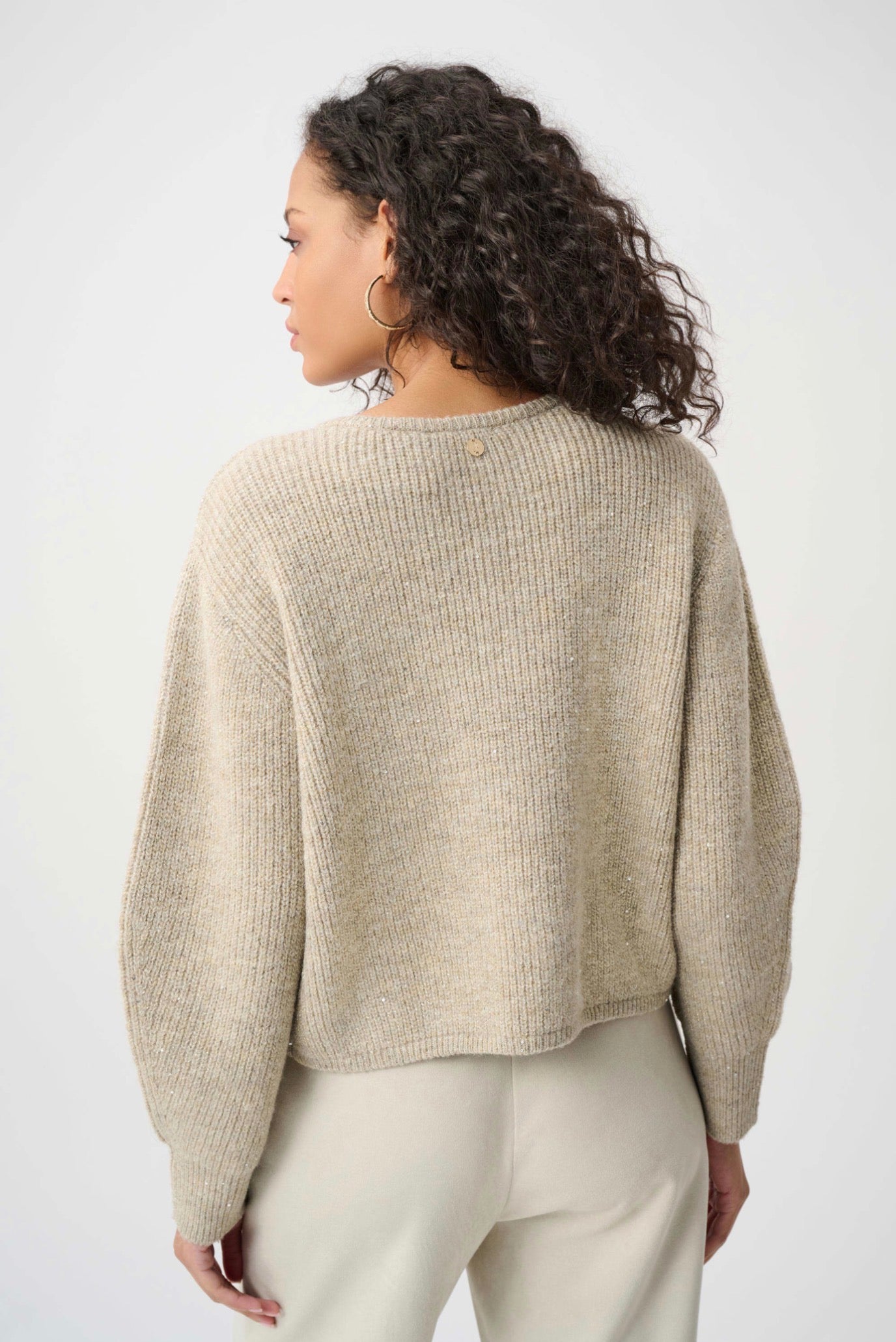 Joseph Ribkoff Sweater Knit Sequined Boxy Crewneck Cardigan 263958