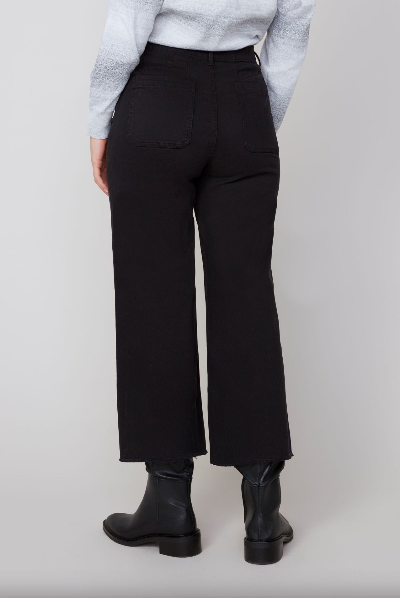 Renuar Cropped High Waisted Pants Black