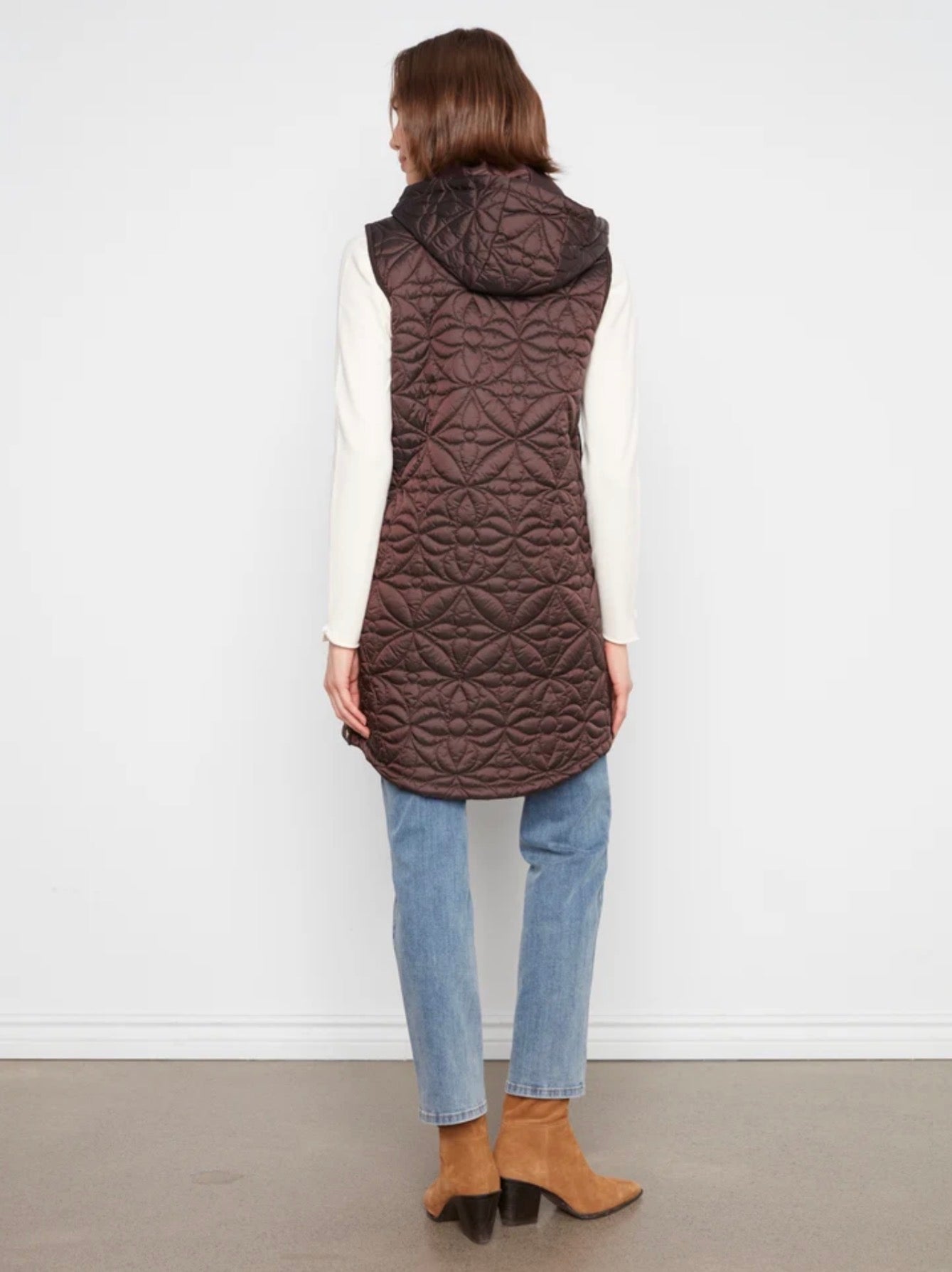 Charlie B Full Zip Puffer Vest Mocha