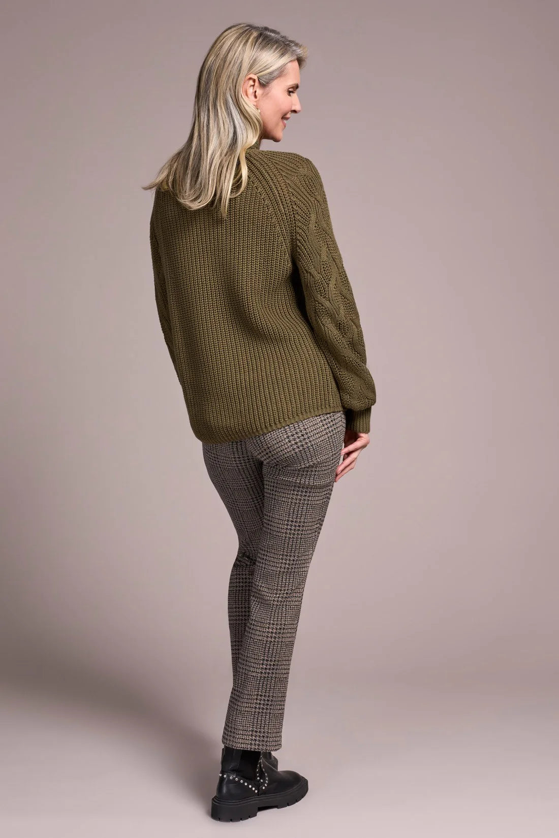 Tribal Cable Knit Mock Neck Sweater Ivy