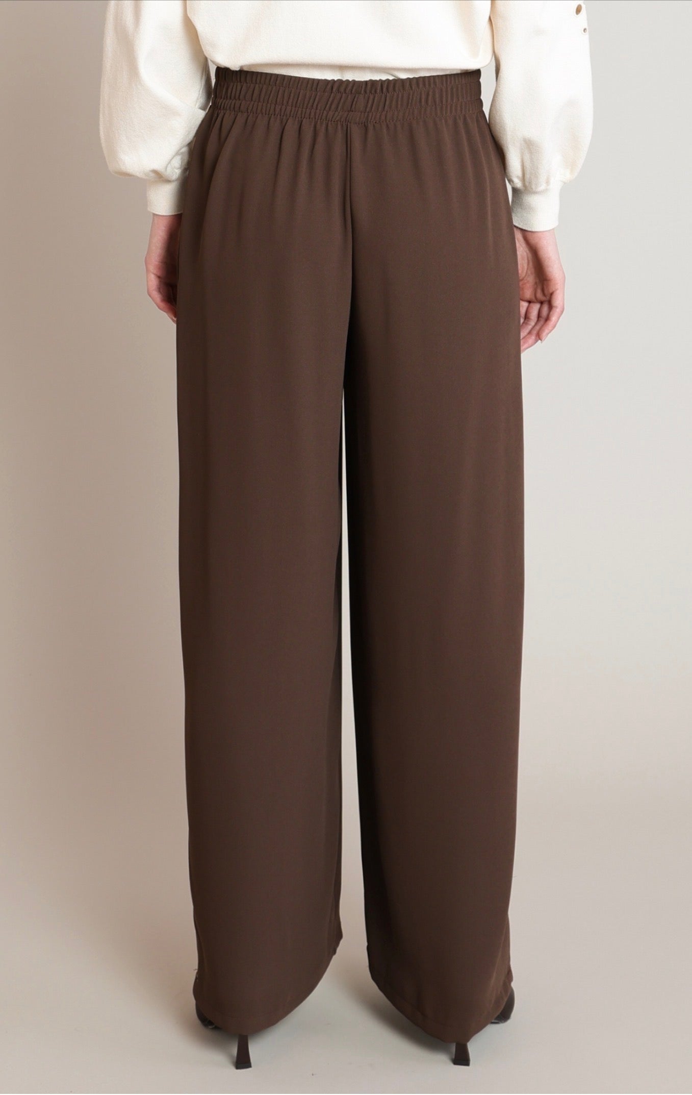 Black Tape Wide Leg Pull On Pants Brown