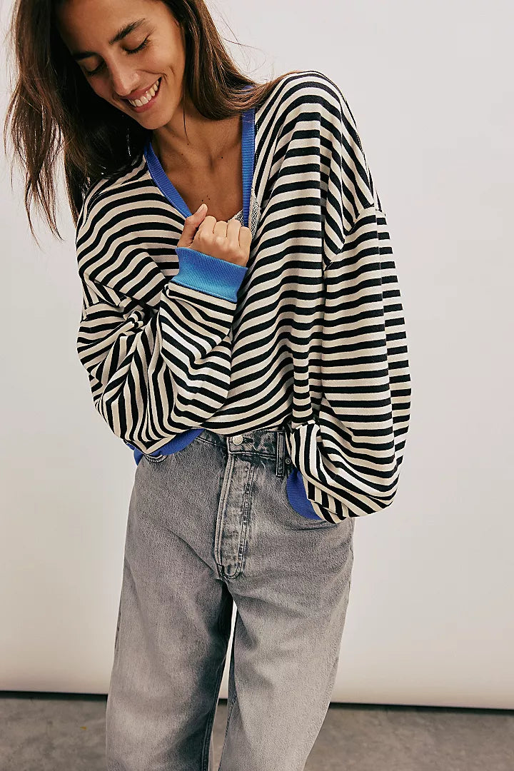 Classic Striped Oversized Crewneck
