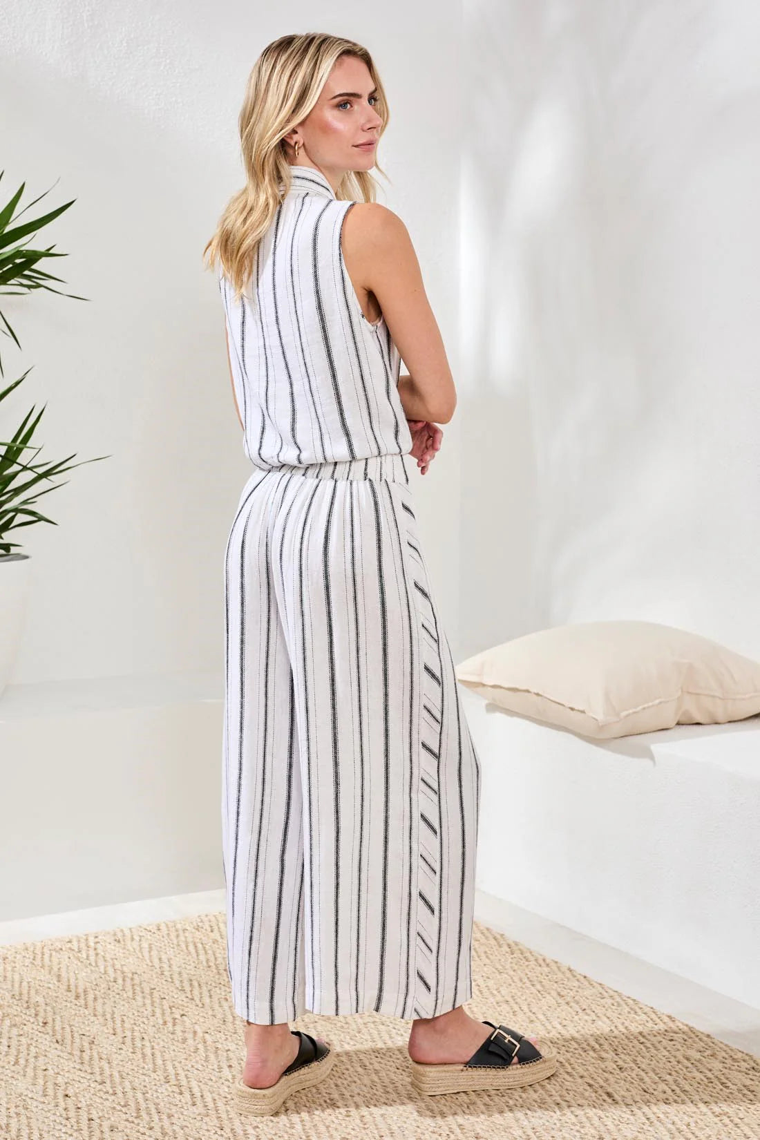 Tribal Soft Linen Flowy Striped Pants