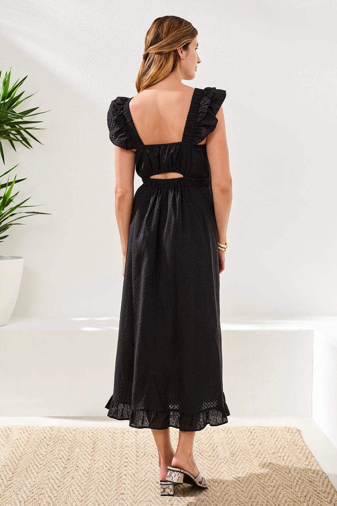 Tribal Embroidered Cotton Frill Maxi Dress