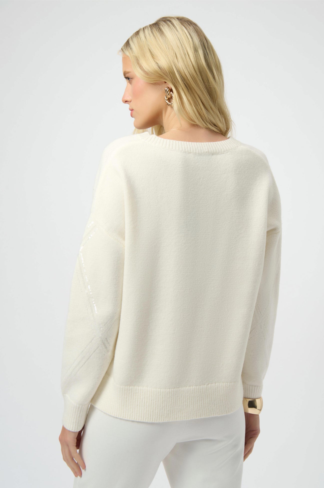 Joseph Ribkoff Sweater Knit Pullover with Sequins Winter White 254949