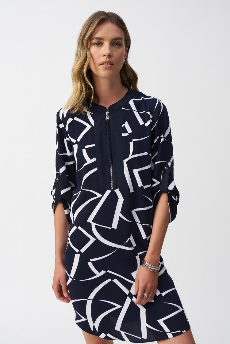 Joseph Ribkoff Woven Geometric Print Straight Dress 251143