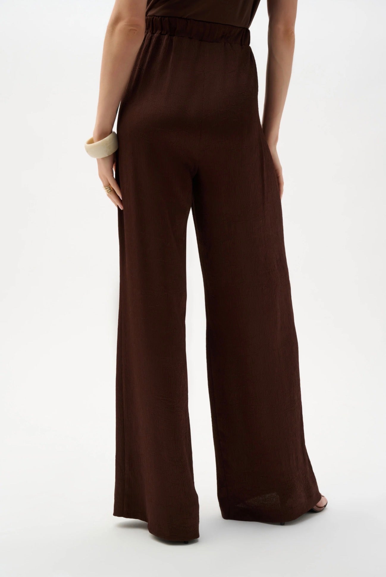 Joseph Ribkoff Crushed Satin Wide Leg Pull-On Pants With Drawstring 262152