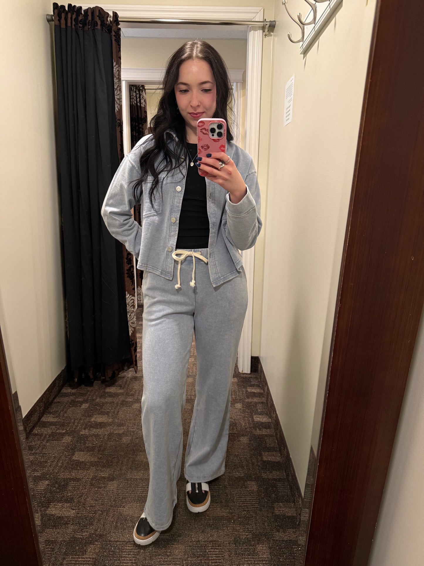 Dex Cropped Knit Overshirt Washed Light Blue