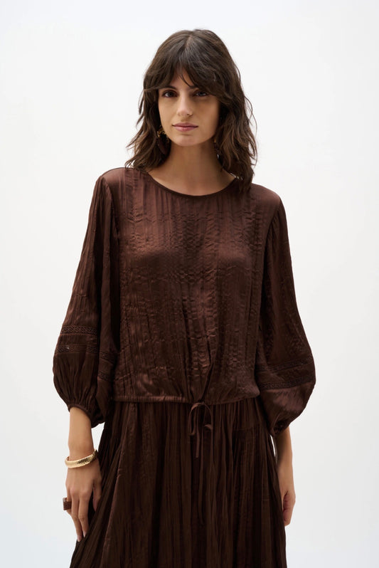Joseph Ribkoff Pleated Satin Cocoon Top With Pleats 262959