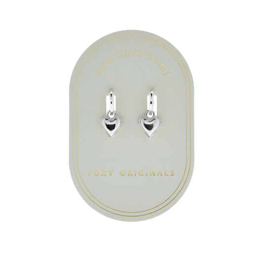 Foxy Originals Sweetheart Huggie Hoop Earrings Silver