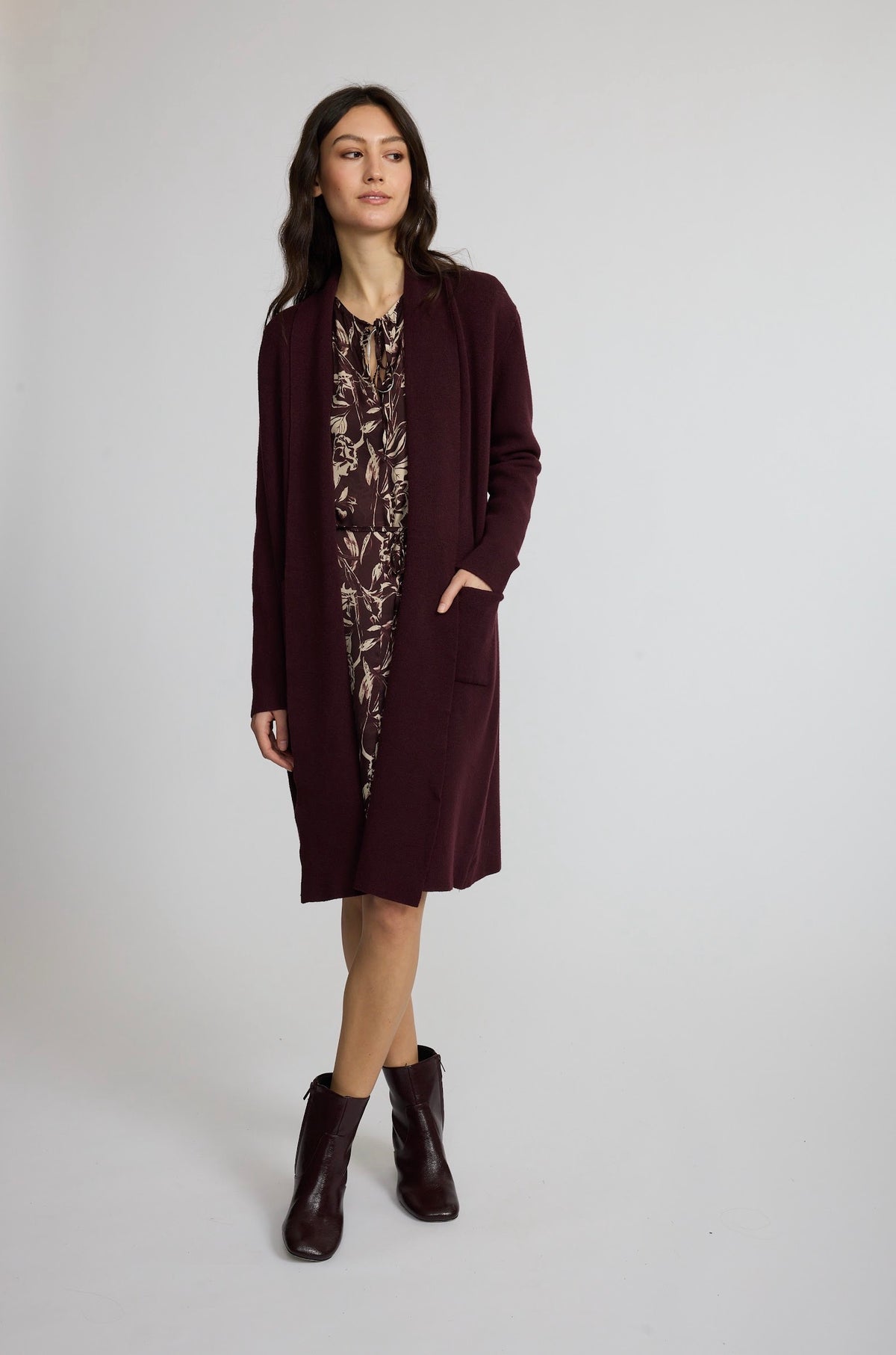 Pistache Long Fine Knit Coat Cardigan Ruby