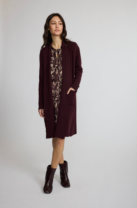 Pistache Long Fine Knit Coat Cardigan Ruby