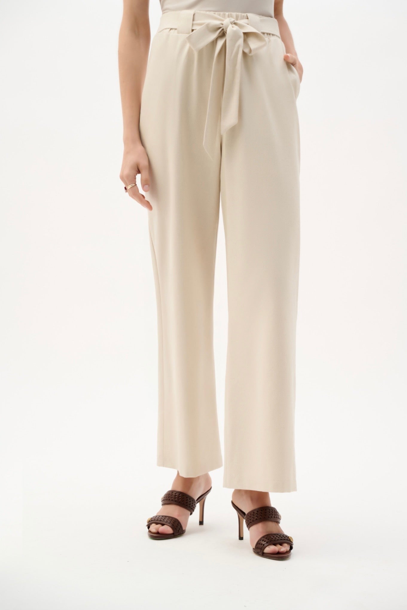 Joseph Ribkoff Linen Woven Pull-On Wide Leg Pants 262040