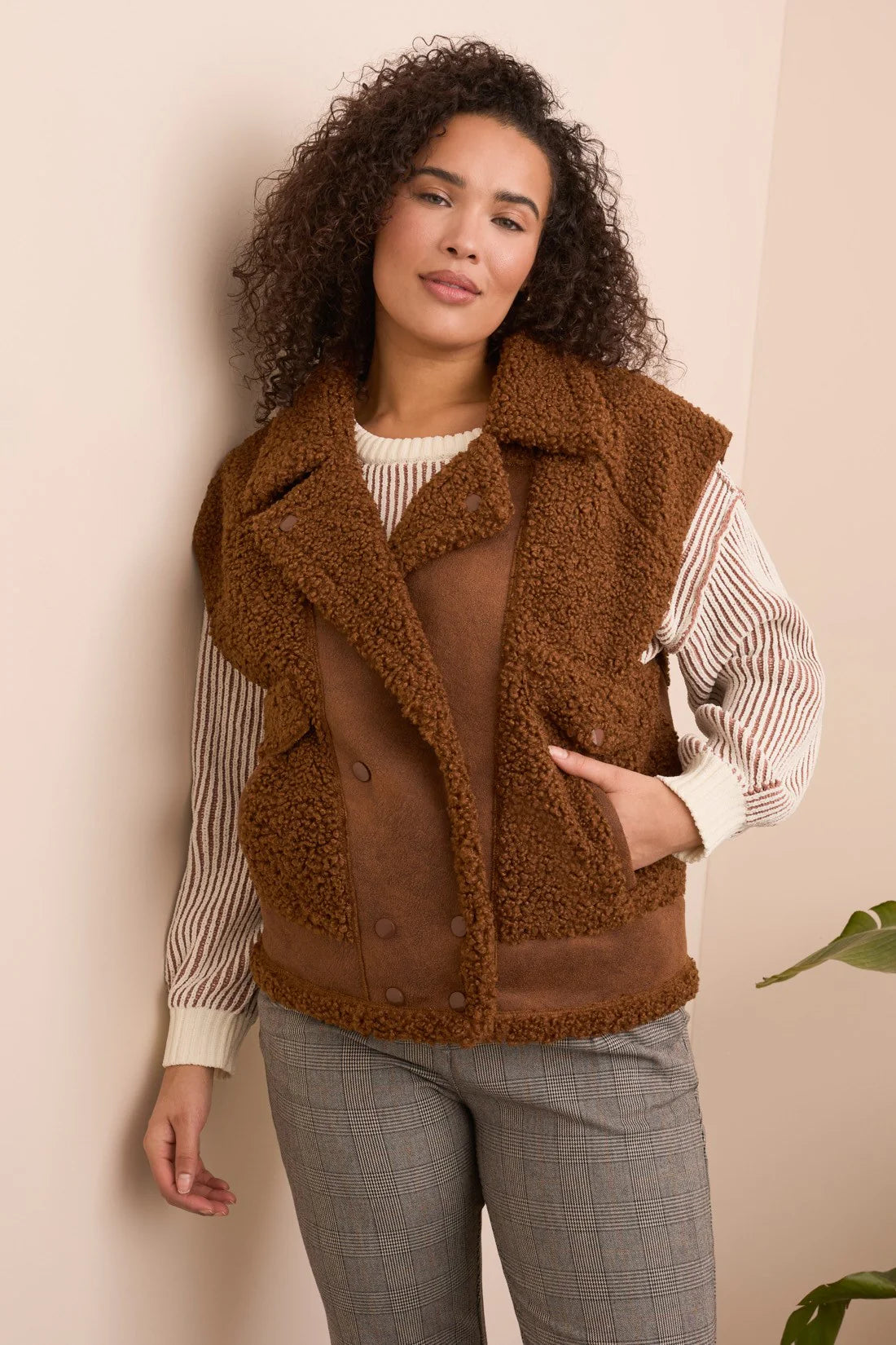 Tribal Sleeveless Sherpa Vest
