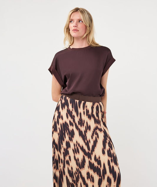Esqualo Roll Sleeve Satin Tee Cacao